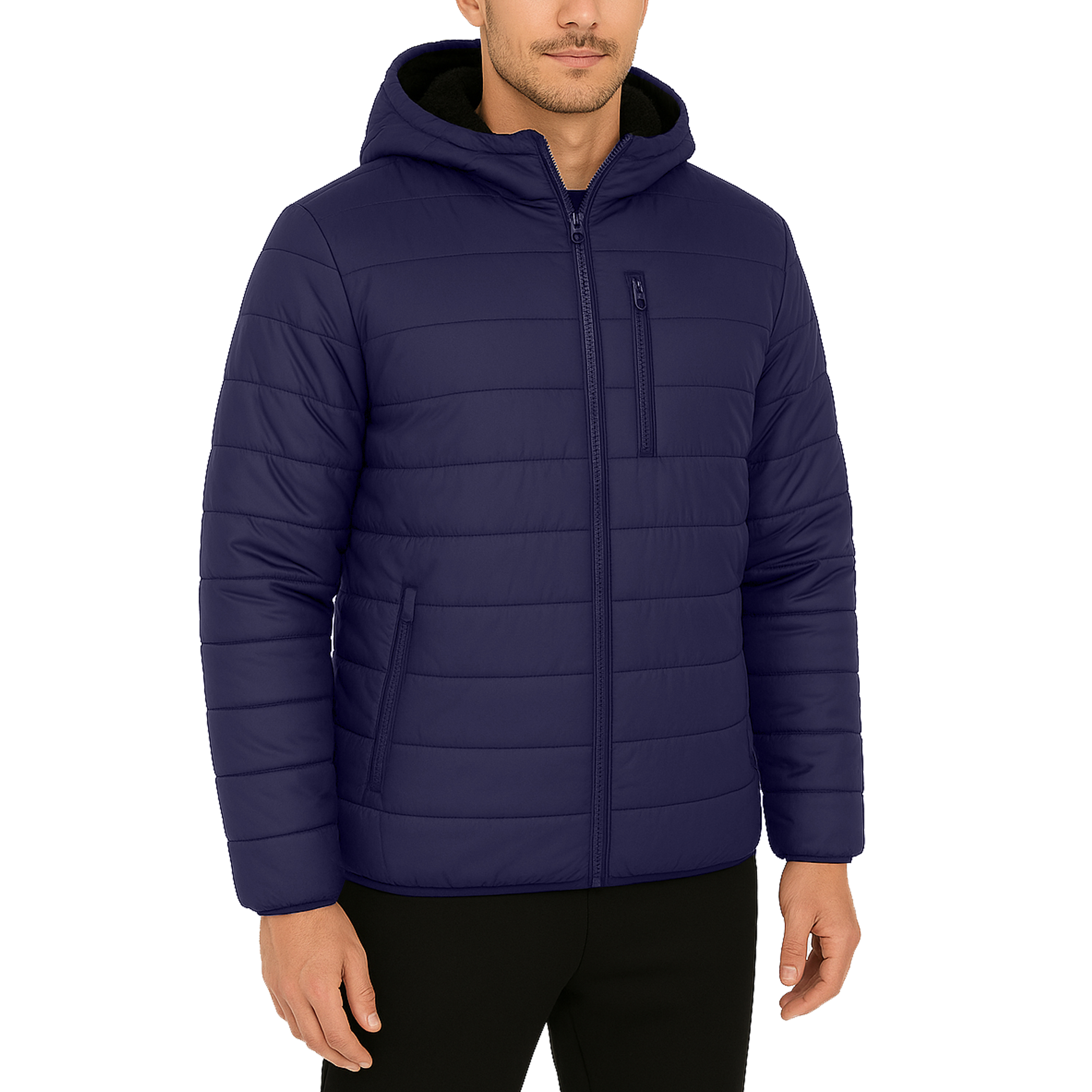 Mens Sherpa Fleece-Lined Hooded Puffer Jacket - Gallery 33