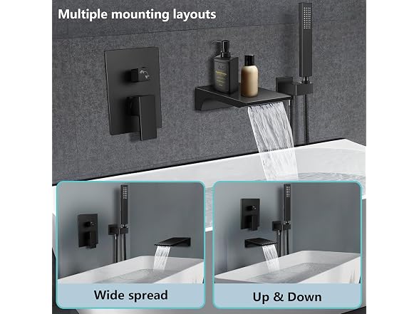 Dollate Wall Mount Bathtub Faucet Bath Tub Faucet Set