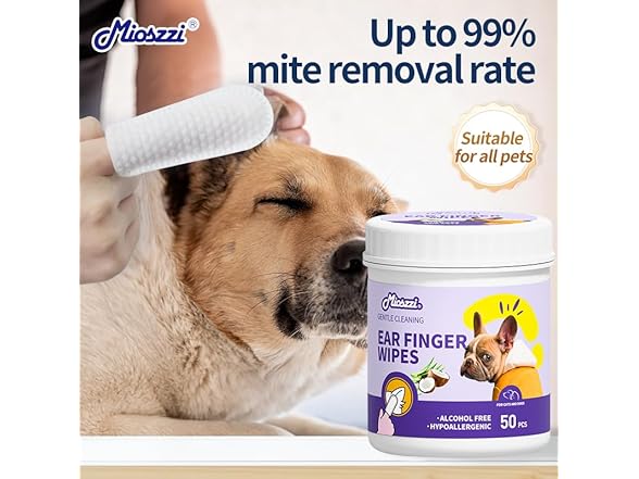 MIOSSZI Dog Ear Cleaner Finger Wipes for Dogs