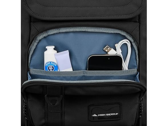 High Sierra Lineage Flap Backpack- Black