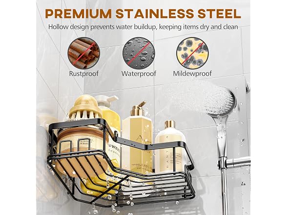 MAXIFFE 3-Pack Corner Shower Caddy Steel
