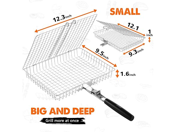 PitInnov Stainless Grill Baskets, 2-Pack