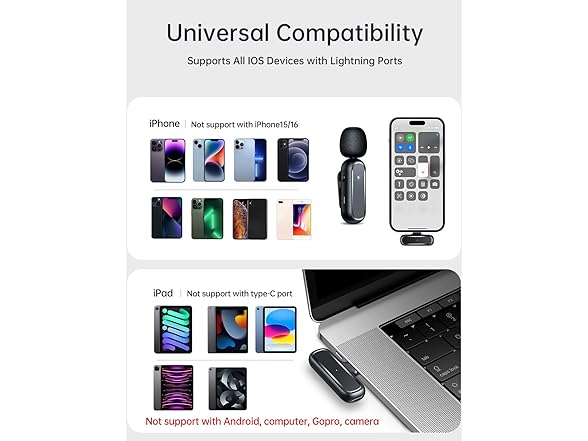 HCZ Wireless Lavalier Microphone for iPhone/iPad