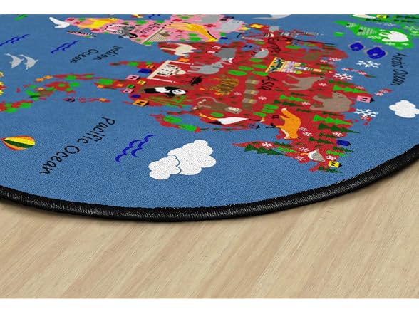 Flagship Carpets World Traveler Classroom Educational Area Rug