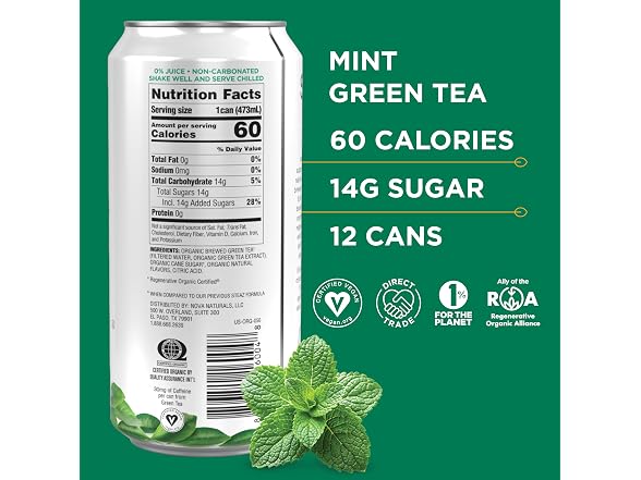 Steaz - Organic Green Tea - Mint (12 Pack)