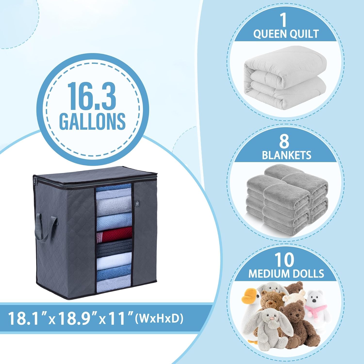 VENO MG-0005 3 Pack Clothes Storage Bag Organizer - Gallery 12