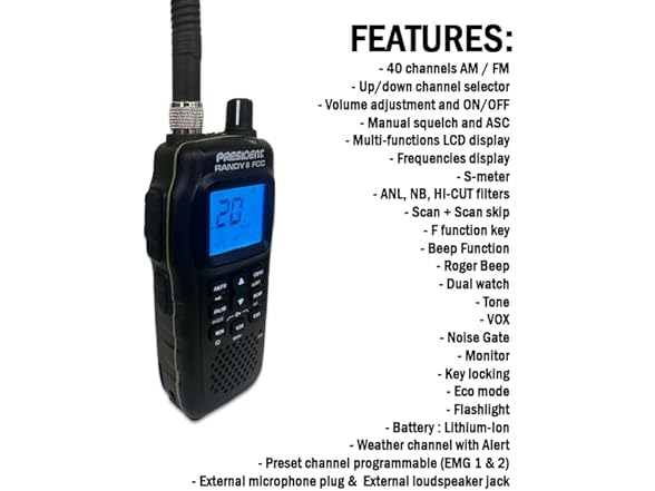 President Randy III FCC AM/FM Handheld CB Radio