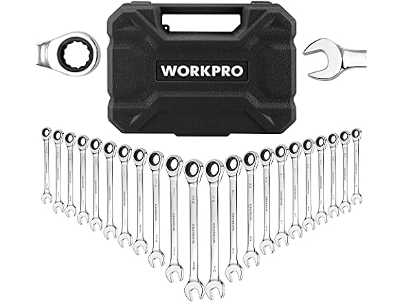 22-Piece Ratcheting Combination Wrenches Green