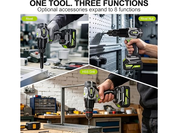 FABOKA FA0801 3-in-1 Cordless Rivet Gun & Nut & Drill - Gallery 2
