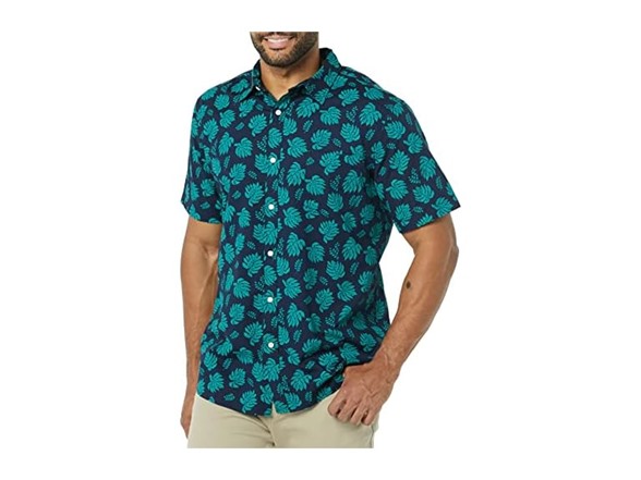 Navy Teal Green Palm Leaf Print