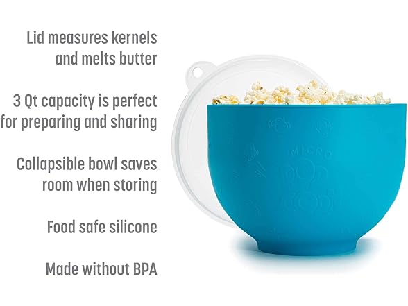 Goodful Silicone Popcorn Popper, Blue