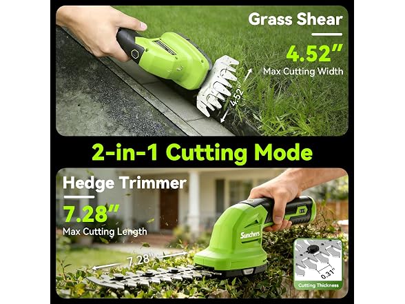 Sunchers 2 in 1 Cordless Hedge Trimmer