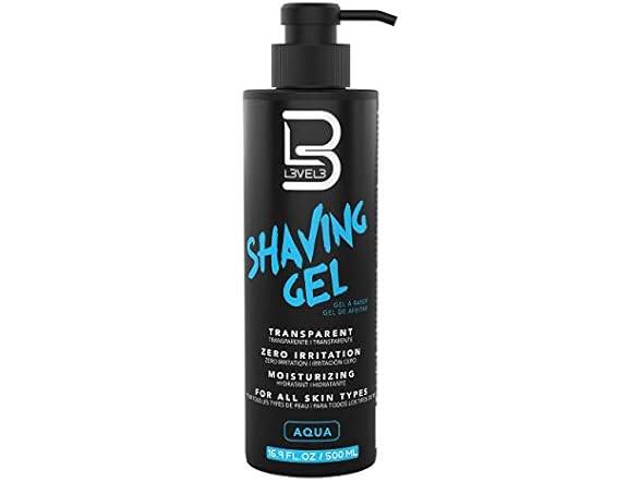 (3 Pack) Level 3 Transparent Shaving Gel, Aqua, 16.9 oz
