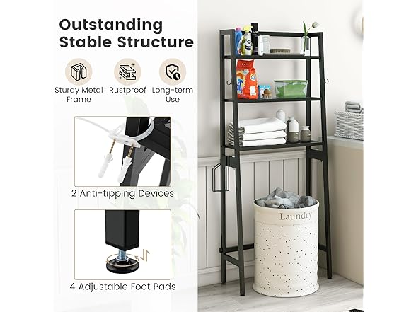 Nightcore Over-The-Toilet Storage, 3-Tier 