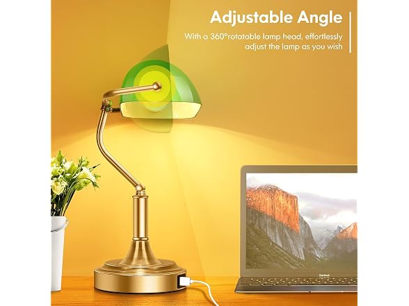 Bankers Lamp with 2 USB Ports