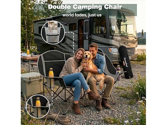 SUNNYFEEL Black Loveseat Camping Chair