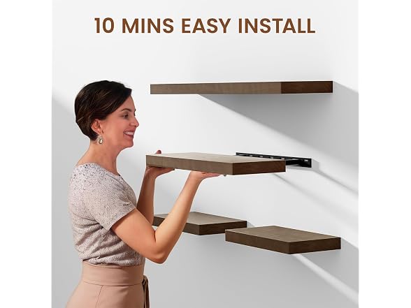 Heimlove Walnut Floating Shelves 36"L, 8" Deep Set of 2
