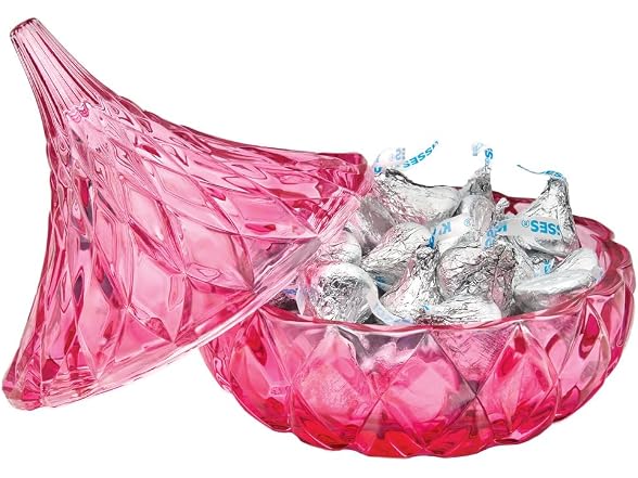 Godinger Glass Hershey Kiss Candy Servers,Hot Pink