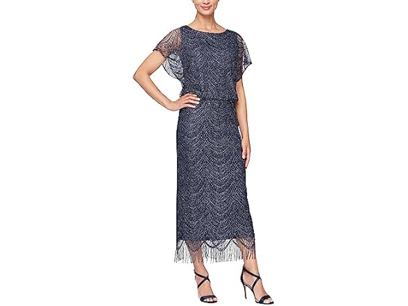 S.L. Fashions Women's Dress Navy/Silver (14)