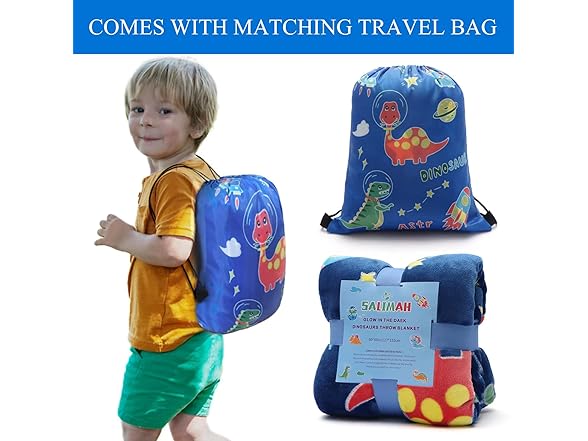 SALIMAH Glow in The Dark Dinosaur Blanket Gifts
