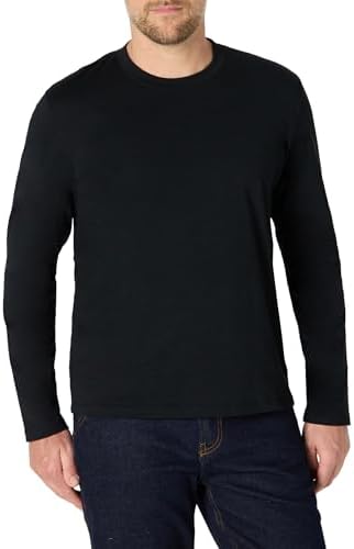 Amazon Essentials Men's Relaxed Fit Long Sleeve T-Shirt, Black, Medium
