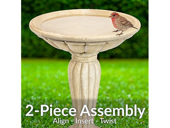 Sunnydaze 20.25” H Concrete Bird Bath Antique White