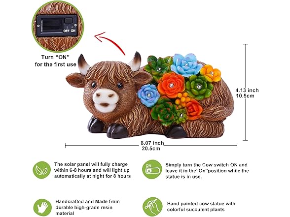 Highland Cow Solar LED Garden Statue 2pk