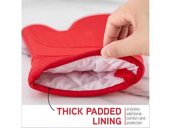 COOK WITH COLOR Silicone Oven Mitts Red, Mitt Set