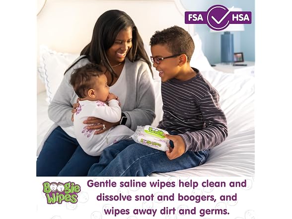 Boogie Saline Nose Wipes for Babies and Kids 360