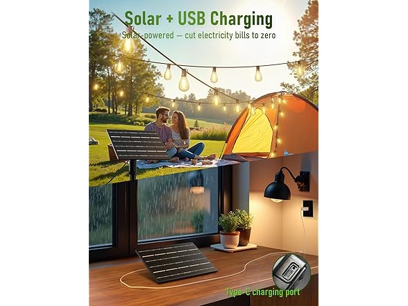 Luckstyle 100FT Solar String Lights