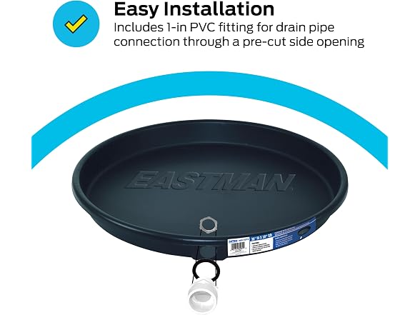 Eastman Water Heater Drain Pan with PVC