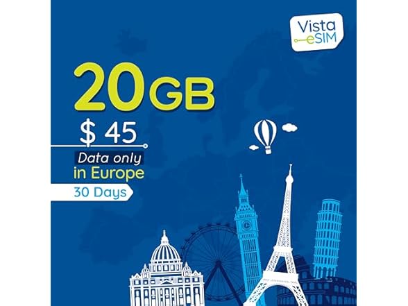 Vista eSIM Europe Prepaid eSIM Card 20G