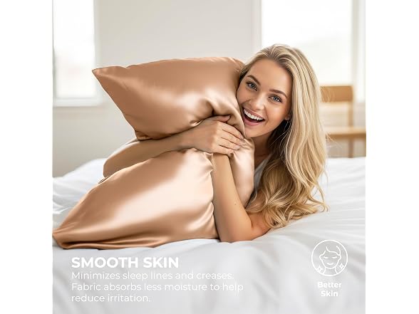 Pure Bedding Satin Pillowcase, 2 Pack