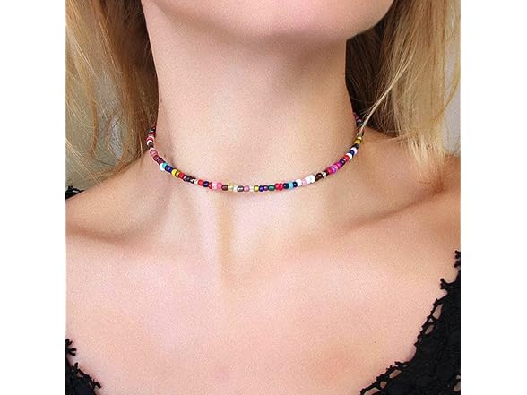 Obmyec Boho Beaded Necklace Daisy Choker