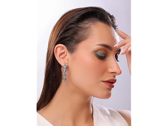 Navicia Azure Blue Jhumka Earrings