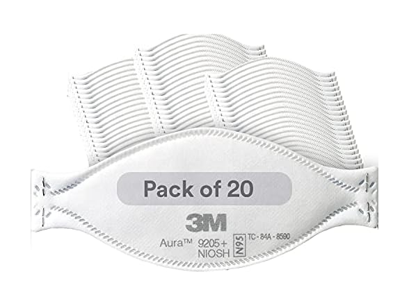 3M Aura Particulate Respirator 9205+, N95 (Pack of 20)