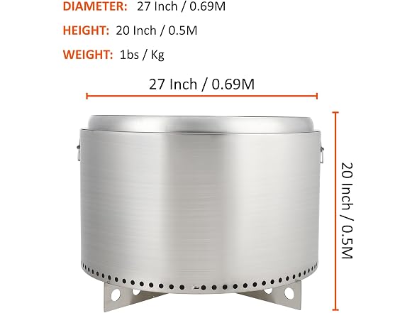 27in Smokeless Fire Pit Stainless