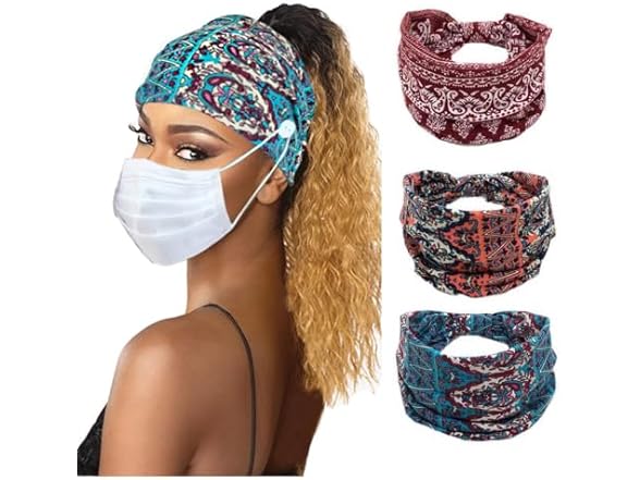 Efdagsad Boho Button Headband Women
