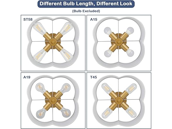 4-Light 14.4'' Semi Flush Mount Ceiling Light Fixture