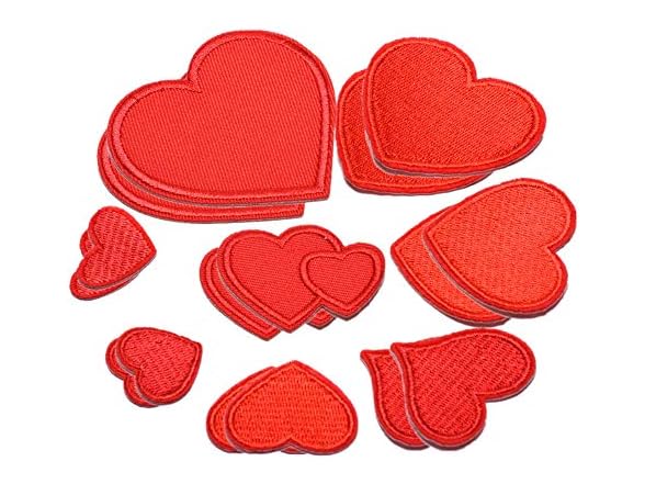 Ximkee 16pcs Red Heart Embroidery Iron On Patch