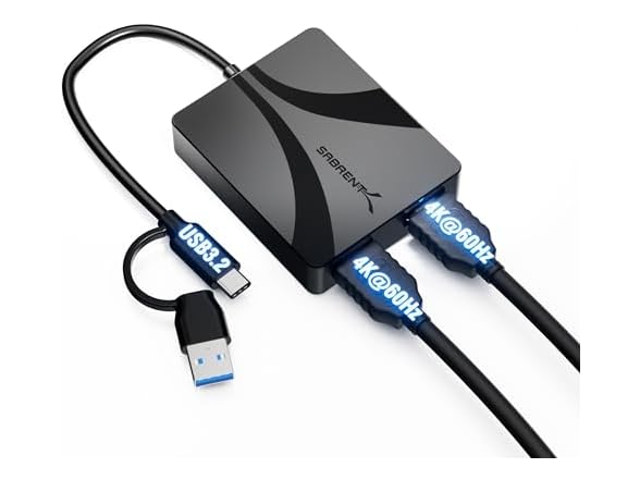 SABRENT DA-CA2H Dual HDMI Adapter with DisplayLink for 4