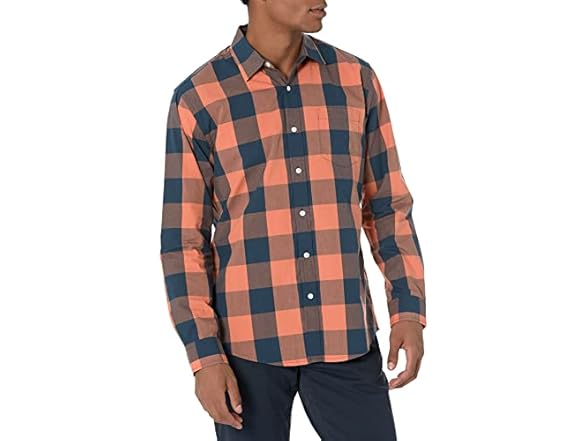 Navy Orange Buffalo Plaid