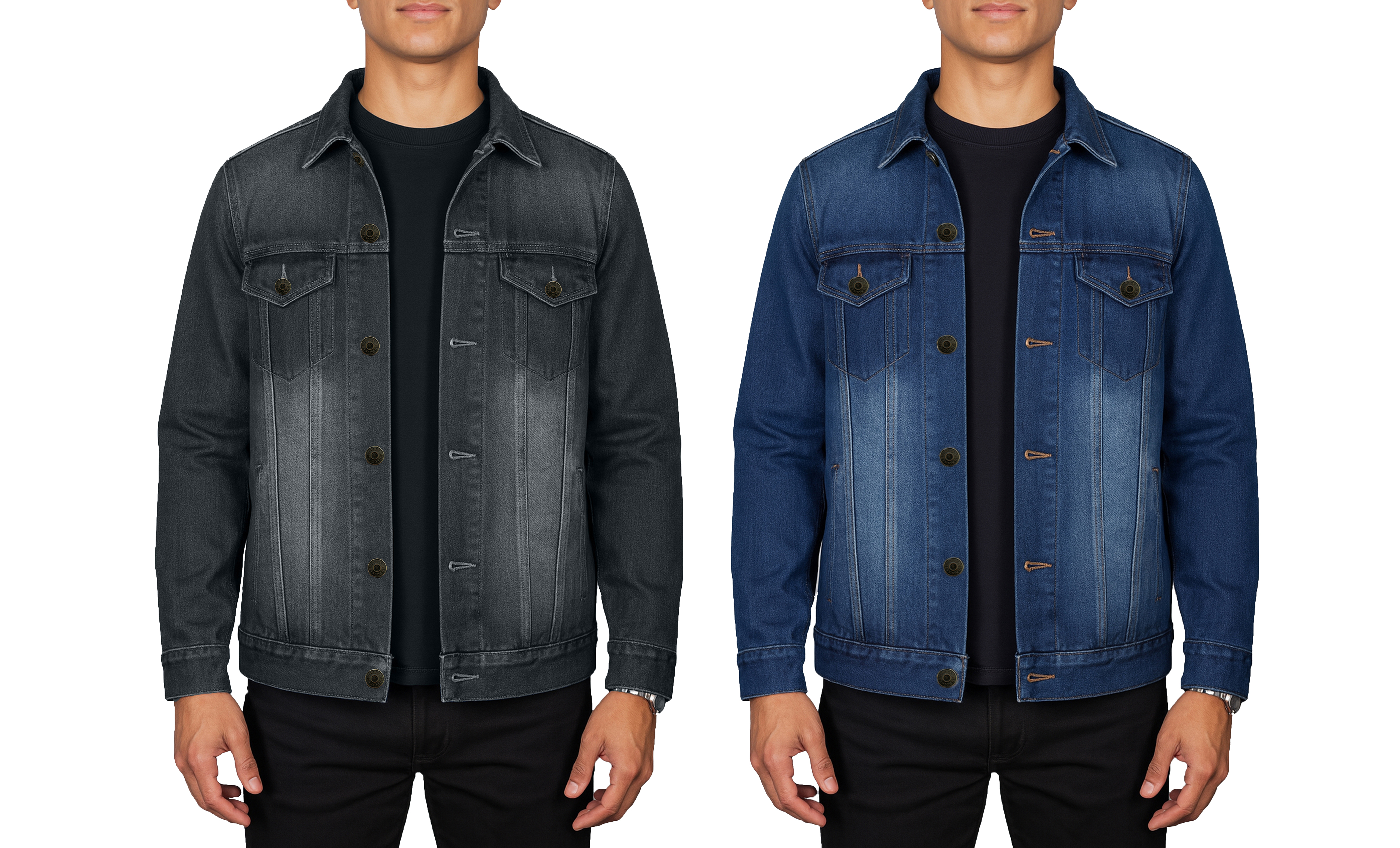 (1 or 2pk) Mens Classic Denim Jacket (S-2XL) - Gallery 27