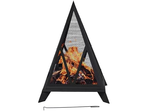 Sunnydaze Decor Pyramid Fire Pit Black