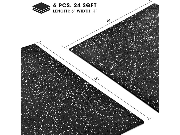 Yes4All Rubber Floor Mats 24 Sq Ft