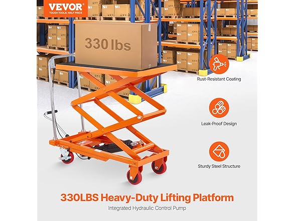 VEVOR Hydraulic Lift Table Cart, 330lbs