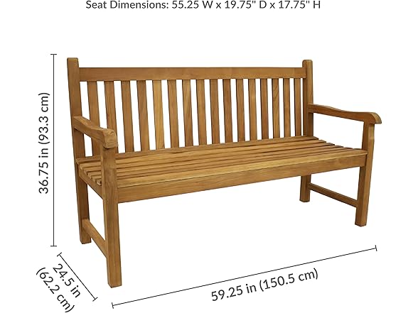 Sunnydaze 2-Person Outdoor Bench - Wood- Mission