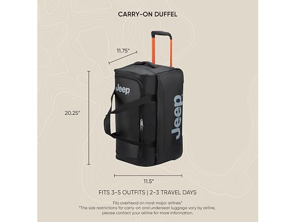 Jeep JS009D Two Wheel Rolling Travel Duffle Bag, Blue, 20"