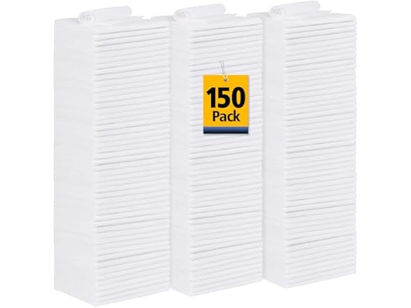 UNIMADE Shop Towels, 150pk, 11.5" White