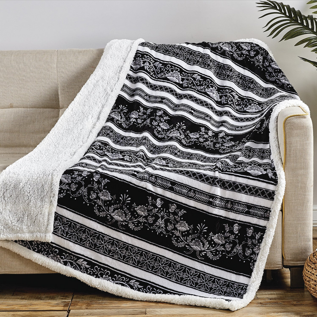 Ultra Soft Microplush Printed Sherpa Throw - Gallery 12
